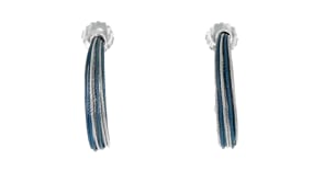 ALOR Caribbean Blue and Gray Stainless Steel Multi-Strand Cable Hoop Earrings with 18kt White Gold