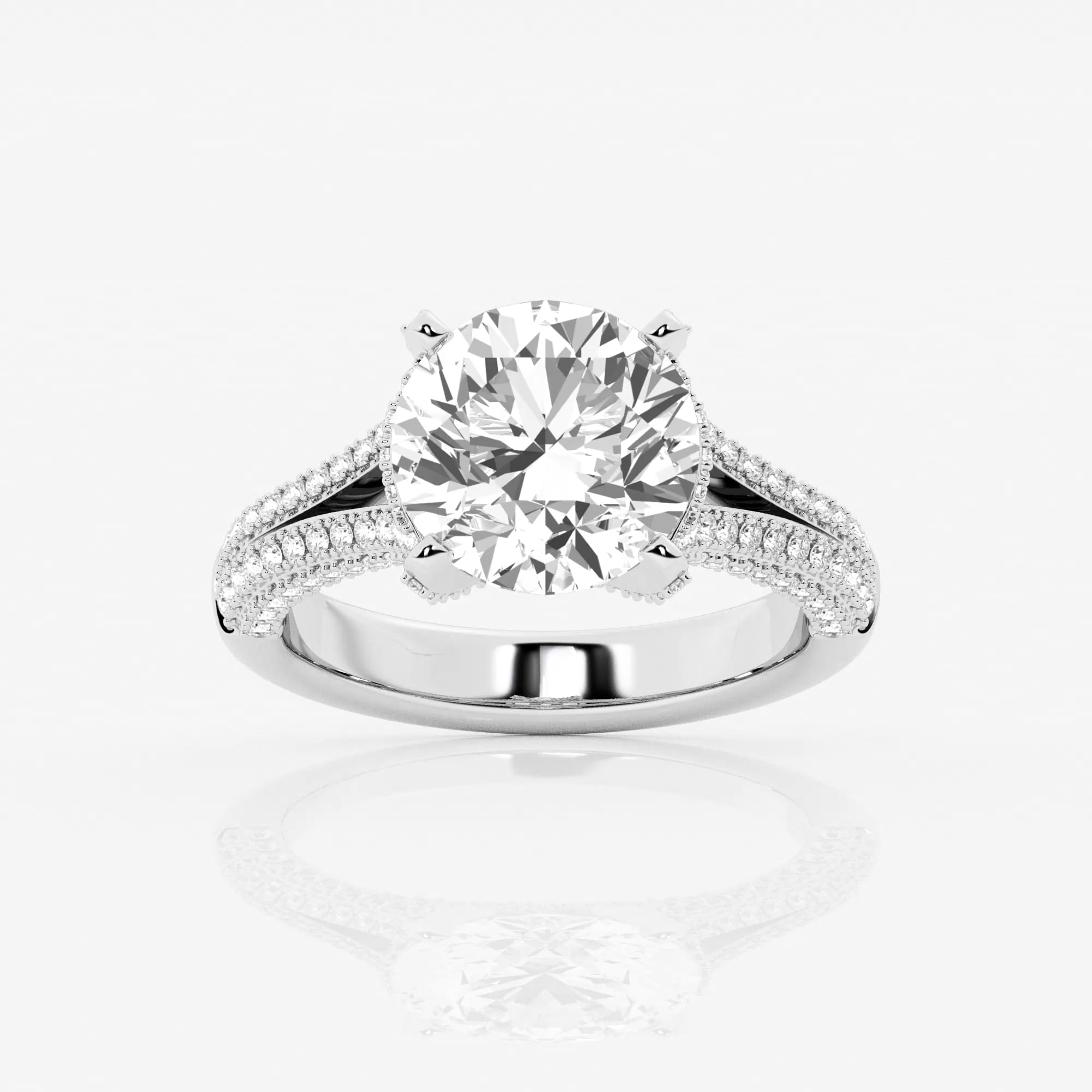 4 3/4 ctw Round Lab Grown Diamond Split Shank X Side Stone Engagement ...