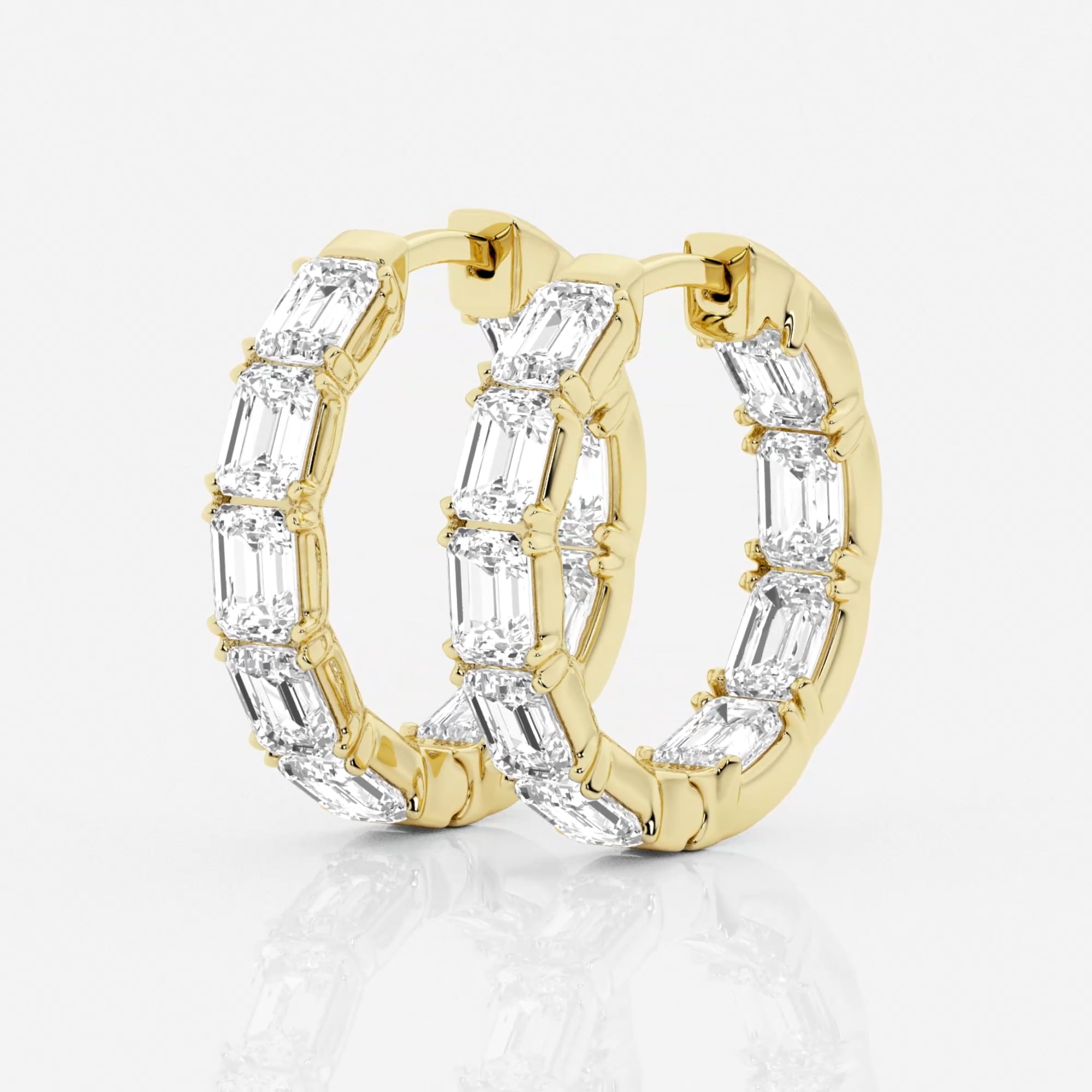product video for 3 ctw Emerald Lab Grown Diamond Inside Out Hoop Earrings