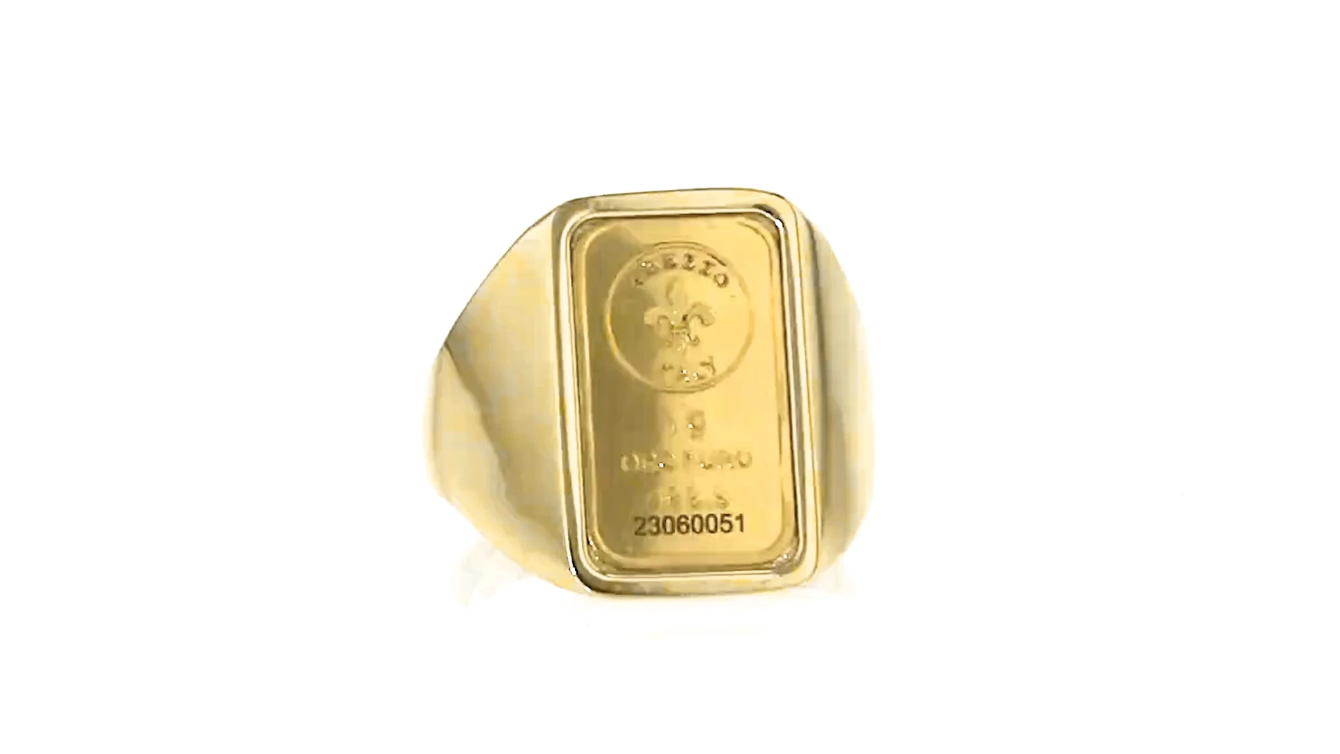 Italian 24kt Gold Fleur-De-Lis One-Gram Ingot Signet Ring with