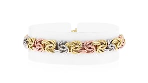14kt Tri-Colored Gold Byzantine Bracelet