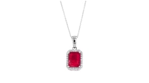 2.50 Carat Ruby Pendant Necklace with .15 ct. t.w. Diamonds in 14kt White Gold