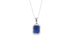 2.50 Carat Sapphire and .15 ct. t.w. Diamond Pendant Necklace in 14kt White Gold