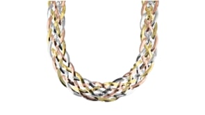 Italian Sterling Silver and 18kt Two-Tone Sterling Silver Braided Herringbone Collar Necklace