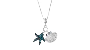 25 ct. t.w. Blue and White Diamond Sea Life Pendant Necklace in Sterling Silver