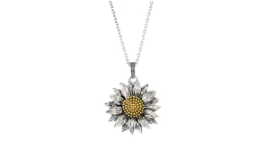 Sterling Silver and 14kt Yellow Gold Sunflower Pendant Necklace