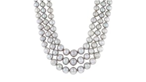 6-11.5mm Gray Cultured Pearl Graduated Three-Strand Necklace with 14kt Yellow Gold