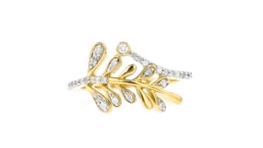 20 ct. t.w. Diamond Leaf Bypass Ring in 18kt Gold Over Sterling