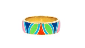 Multicolored Enamel Ring in 18kt Gold Over Sterling