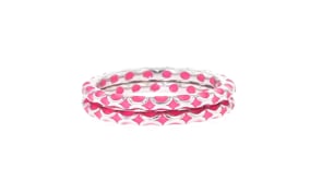 Pink Enamel Jewelry Set Two Eternity Bands in Sterling Silver