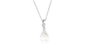8-8.5mm Cultured Pearl and .40 ct. t.w. White Topaz Jewelry Set Pendant Necklace and Ring in Sterling Silver