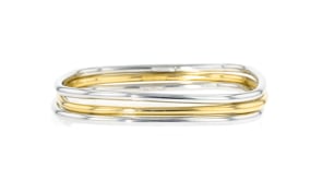 Italian Two-Tone Sterling Silver Jewelry Set Three Square Bangle Bracelets