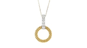 25 ct. t.w. Diamond Mesh Circle Pendant Necklace in 18kt Two-Tone Gold