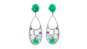 2.90 ct. t.w. Mutli-Gemstone Removable Drop Earrings in Sterling Silver