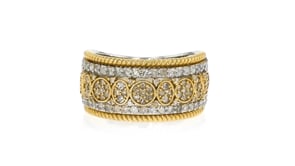 75 ct. t.w. Diamond Roped-Edge Ring in Sterling Silver and 18kt Yellow Gold Over Sterling