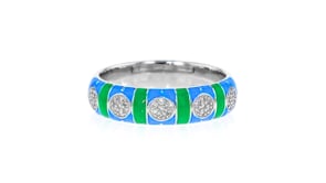 10 ct. t.w. Diamond Ring with Blue and Green Enamel in Sterling Silver
