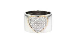 50 ct. t.w. Pave Diamond Heart Ring in Sterling Silver with 14kt Yellow Gold