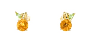 1.30 ct. t.w. Citrine and .10 ct. t.w. Peridot Peach Earrings in 14kt Yellow Gold
