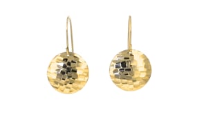 Italian 14kt Yellow Gold Square-Pattern Disc Drop Earrings