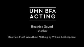 Beatrice Sayed - Beatrice, Much Ado About Nothing by William Shakespeare