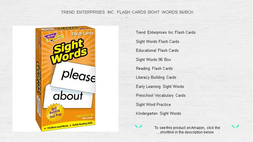 TREND ENTERPRISES INC. FLASH CARDS SIGHT WORDS 96/BOX on Vimeo
