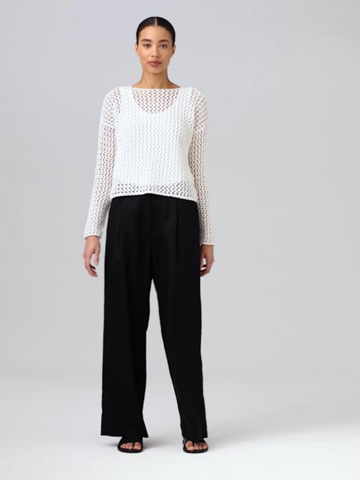 Peruvian Organic Cotton Cord Bateau Neck Top | EILEEN FISHER