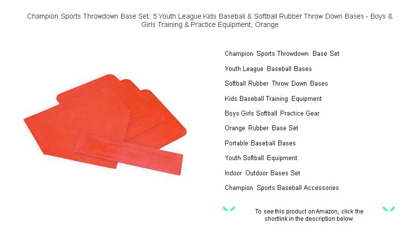 Champion Sports Throwdown Base Set: 5 Youth League Kids Baseball ...