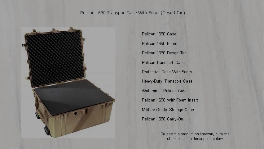 Pelican 1690 Transport Case With Foam (Desert Tan) on Vimeo