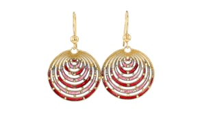 Italian Pink and Red Enamel Milgrain Drop Earrings in 18kt Gold Over Sterling