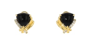 Onyx and .25 ct. t.w. Diamond Earrings in 18kt Gold Over Sterling
