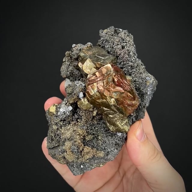 Iridescent Pyrite with Galena
