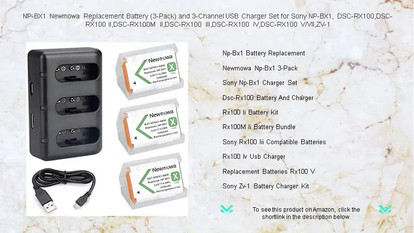 Pack 3 Batteries NP-BX1 Newmowa + Chargeur USB 3 Canaux - Compatible Sony RX100, HX50V, HDR-AS Series