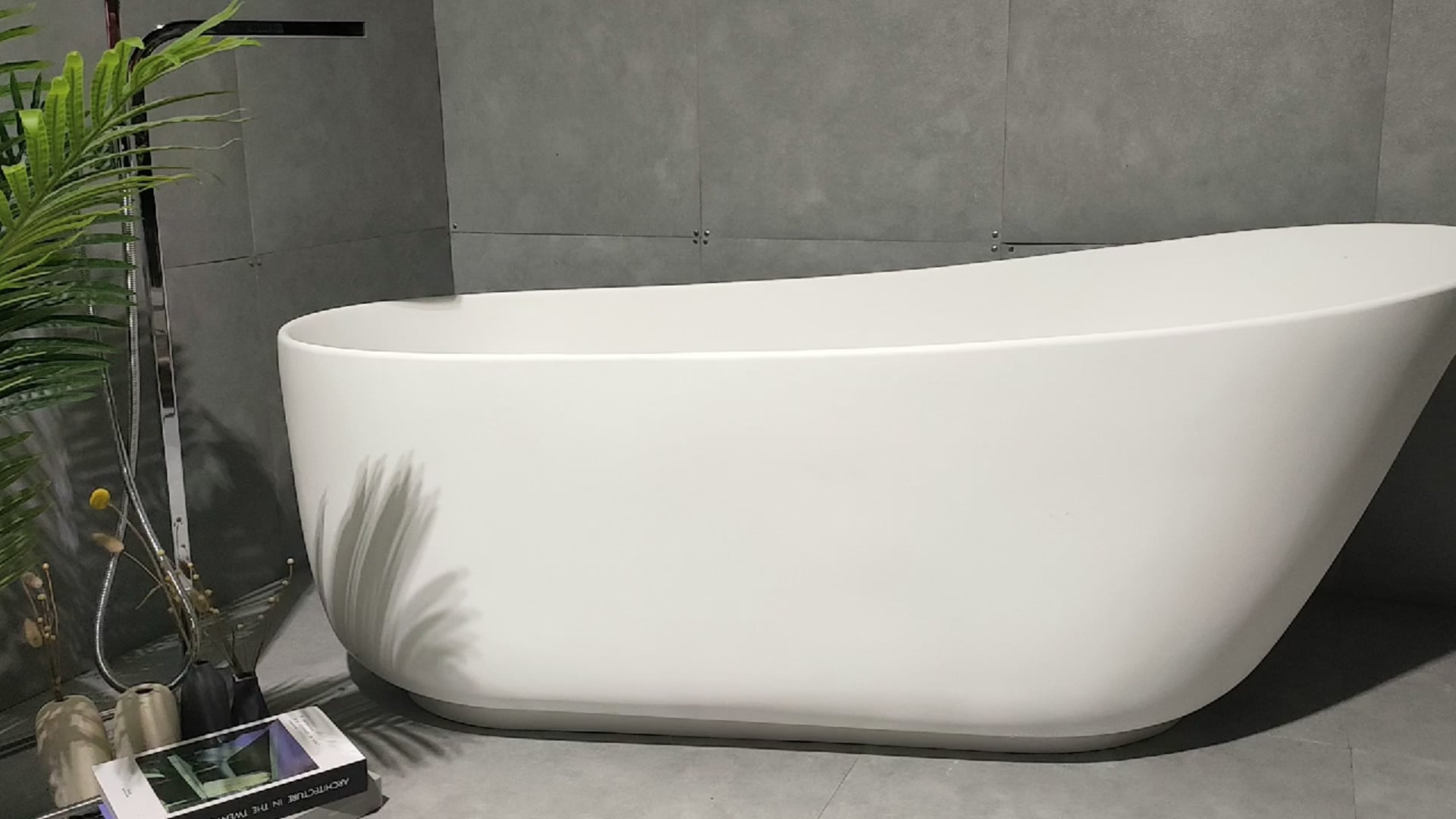 67 Inch Stone Resin Solid Surface Soaking Bathtub With Overflow In ...