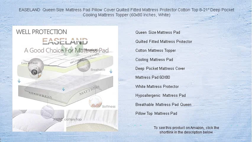 EASELAND Queen Size Mattress Pad Pillow Cover Quilted Fitted Mattress ...