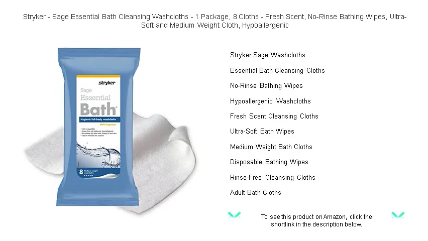 Stryker - Sage Essential Bath Cleansing Washcloths - 1 Package, 8 ...