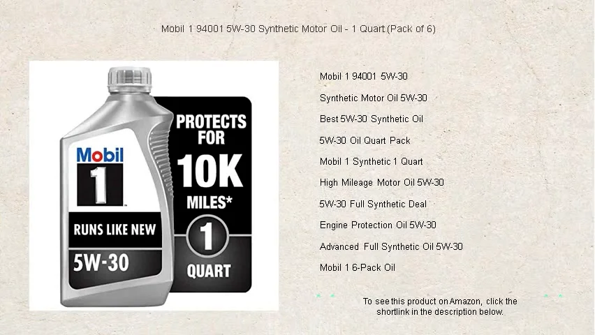 Mobil 1 94001 5W-30 Synthetic Motor Oil - 1 Quart (Pack of 6) on Vimeo