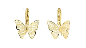 Italian 14kt Yellow Gold Filigree Butterfly Earrings