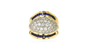 C. 1980 Vintage 1.50 ct. t.w. Diamond and 1.00 ct. t.w. Sapphire Ring in 18kt Yellow Gold