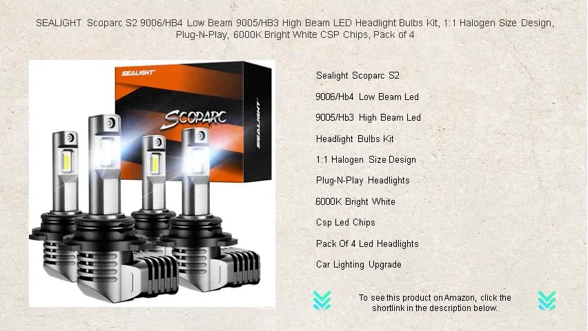 SEALIGHT Scoparc S2 9006/HB4 Low Beam 9005/HB3 High Beam LED Headlight ...