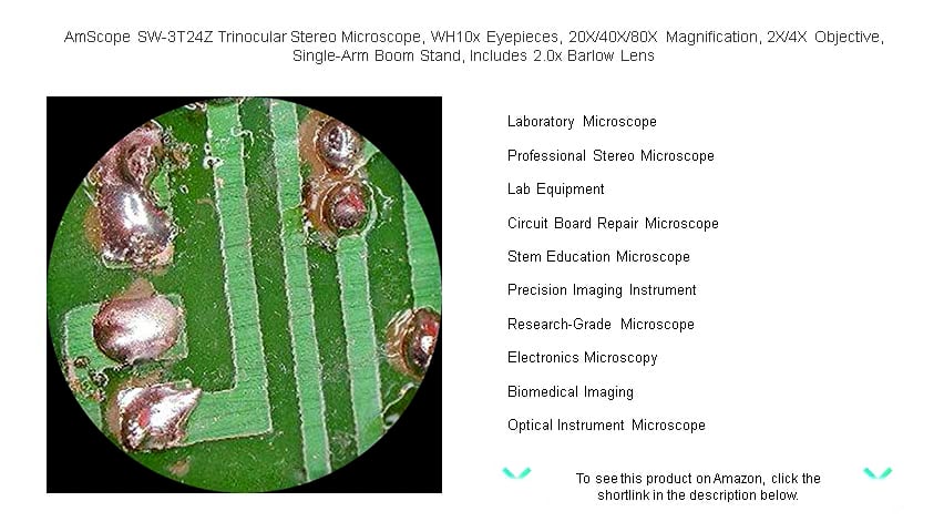 AmScope SW-3T24Z Trinocular Stereo Microscope, WH10x Eyepieces, 20X/40X ...