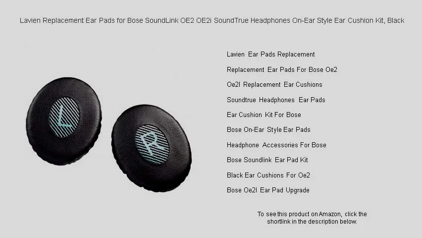 Replacement Ear Cushion Pads (Black) For Bose SoundLink On-Ear OE2 / OE2i Headphones