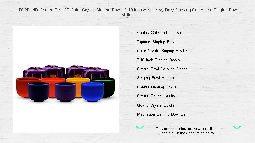 TOPFUND Chakra Set of 7 Color Crystal Singing Bowls 8-10 inch with ...