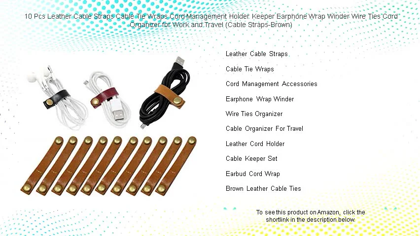 10 Pcs Leather Cable Straps Cable Tie Wraps Cord Management Holder ...