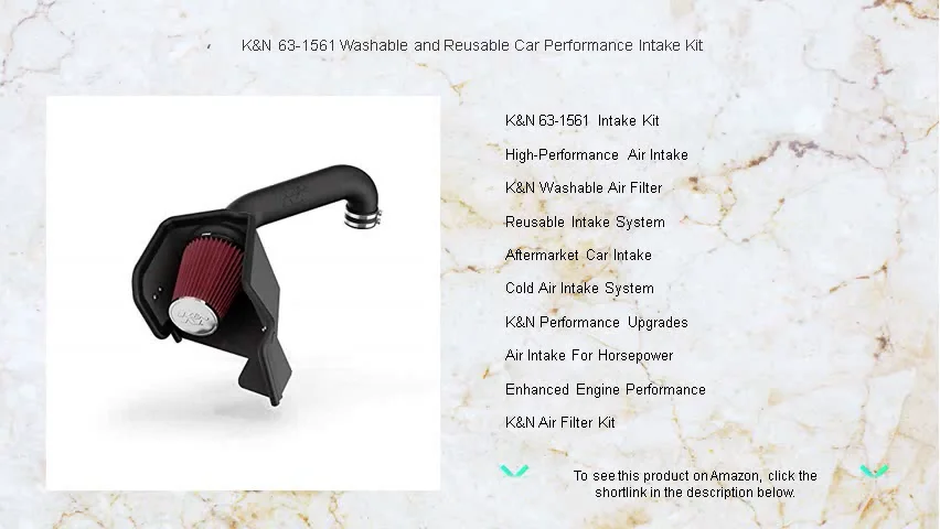 K&N 63-1561 Voitures Kit D'admission, Lavable Et Réutilisable