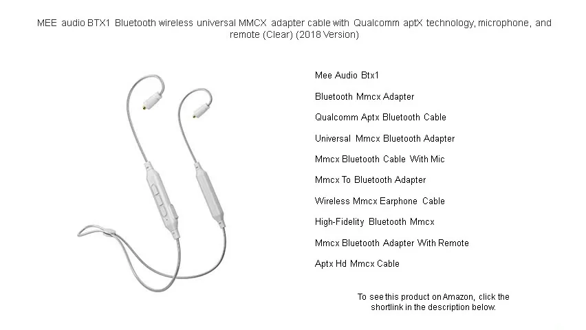 Mee Audio Btx1 Bluetooth Wireless Universal Mmcx Adapter Cable With