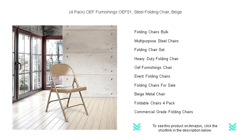 OEF Furnishings Set 4 Sedie Pieghevoli In Acciaio, Colore Beige, Robuste E Versatili, Per Interni Ed Esterni - 3