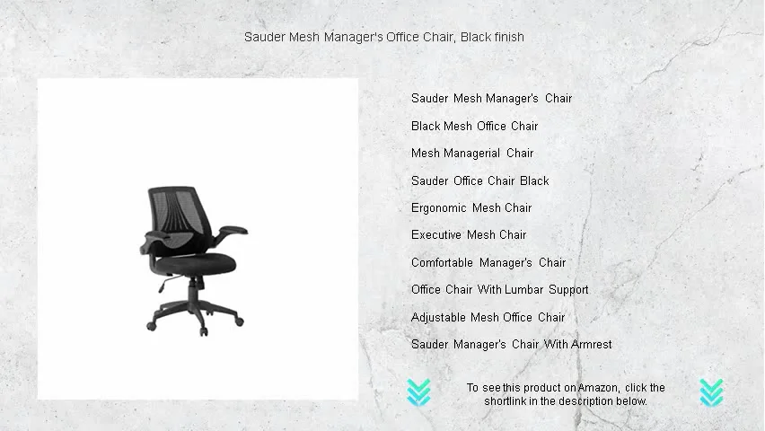 Sauder Mesh Manager's Office Chair, Black finish on Vimeo