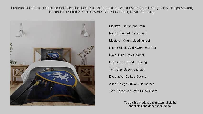 Lunarable Medieval Bedspread Set Twin Size, Medieval Knight Holding ...