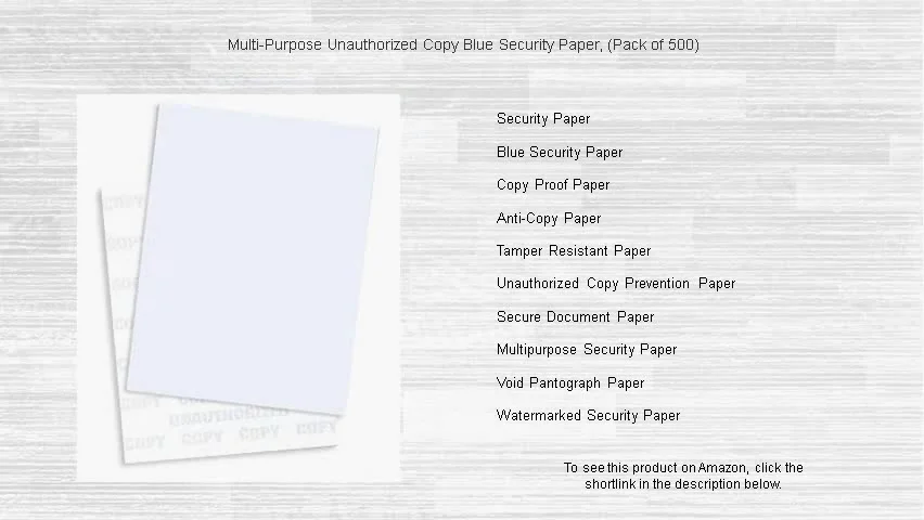 Multi-Purpose Unauthorized Copy Blue Security Paper, (Pack of 500) on Vimeo