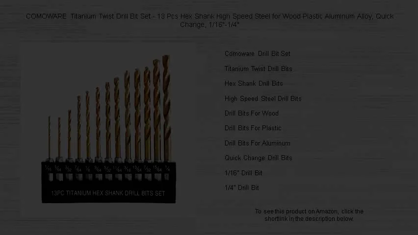 COMOWARE Titanium Twist Drill Bit Set - 13 Pcs Hex Shank High Speed ...